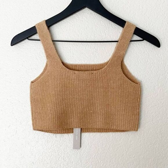 NWT Everlane Wool Blend The Cozy-Stretch Cropped Tank Top Ribbed Knit Tan - Picture 8 of 9